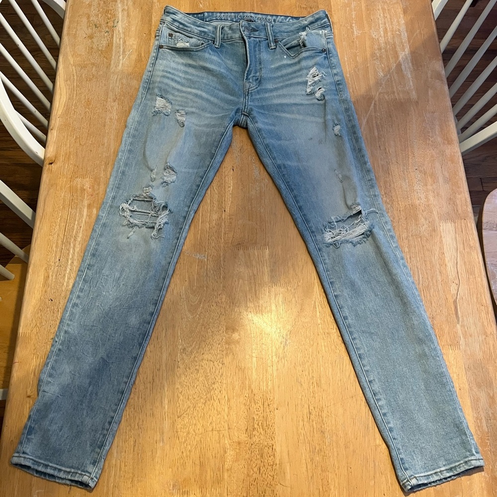 Distressed Light Blue Jeans